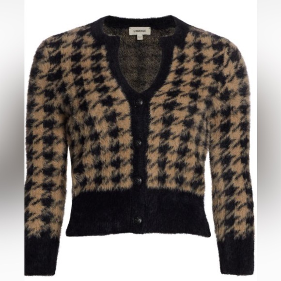 NWT! L'AGENCE Black and Tan Patterned Cardigan - Picture 1 of 6
